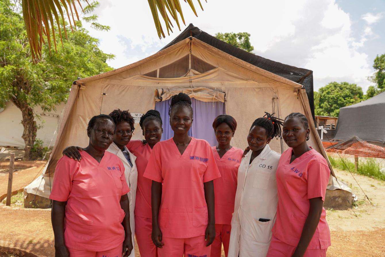 Health workers at a South Sudan referral facility